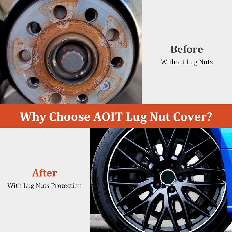 AOIT 20PCS Lug Nut Covers - 2/3’‘ Wheel Nut Bolt Cover Caps, 17mm Hexagonal Lug Caps with Removal Tool, Wheel Bolt Dust Caps Compatible with Audi, Auto Rims Nut Exterior Protection, Grey - Image 4